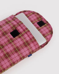 Puffy Laptop Sleeve 13"/14" Azalea Pink Tartan
