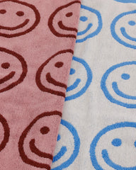 Hand Towel Set of 2 Sky Blue and Blush Happy
