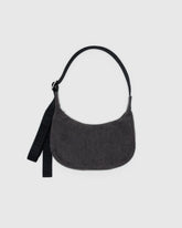 Small Denim Crescent Bag Washed Black Denim