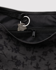 Medium Nylon Crescent Bag Charcoal Ditsy Floral