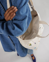 Horizontal Zip Duck Bag Embroidered Ditsy Floral
