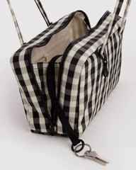 Nylon Bowler Bag Black And Cream Gingham