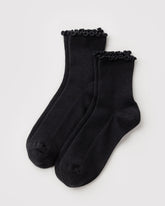 Lettuce Edge Sock Set of 2 Black