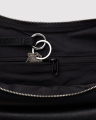 Medium Recycled Leather Flat Crescent Black