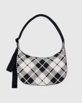 Medium Nylon Crescent Bag Mixed Plaid