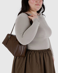 Recycled Leather Bowler Bag Brown