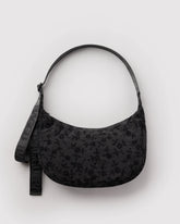 Medium Nylon Crescent Bag Charcoal Ditsy Floral