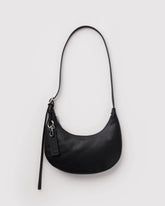 Small Recycled Leather Flat Crescent Black