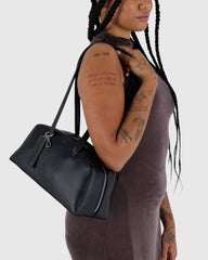 Recycled Leather Bowler Bag Black
