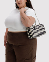 Nylon Bowler Bag Black And Cream Gingham
