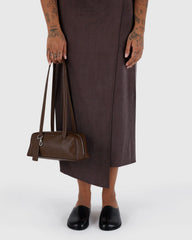 Small Recycled Leather Bowler Bag Brown