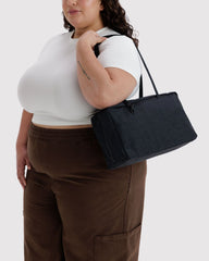 Medium Nylon Bowler Bag Black