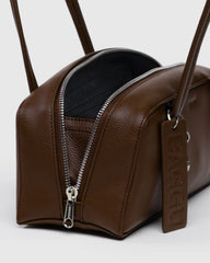 Small Recycled Leather Bowler Bag Brown