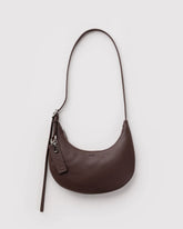 Small Recycled Leather Flat Crescent Brown
