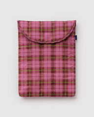 Puffy Laptop Sleeve 13"/14" Azalea Pink Tartan