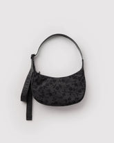 Small Nylon Crescent Bag Charcoal Ditsy Floral