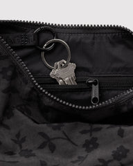Small Nylon Crescent Bag Charcoal Ditsy Floral