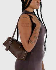 Small Recycled Leather Bowler Bag Brown