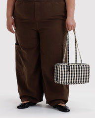 Nylon Bowler Bag Black And Cream Gingham