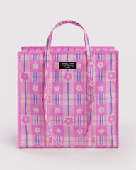 Large Nylon Market Bag Market Plaid Pink