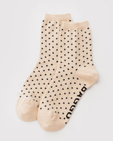 Crew Sock Micro Cream and Black Polka Dot