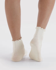 Lettuce Edge Sock Set of 2 White
