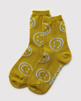 Crew Sock Ochre Happy