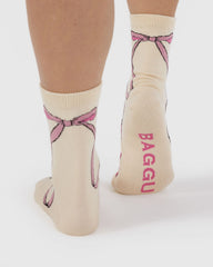 Crew Sock Pink Bow