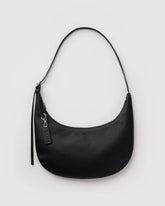 Medium Recycled Leather Flat Crescent Black