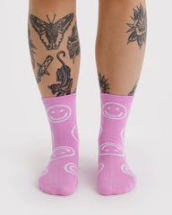 Crew Sock Pink Happy