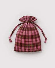 Pleated Baggu Azalea Pink Tartan
