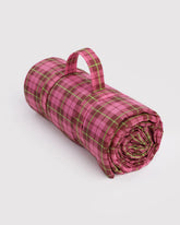 Puffy Picnic Blanket Azalea Pink Tartan