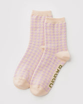 Crew Sock Pink Houndstooth
