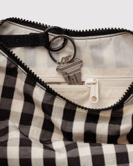 Small Nylon Crescent Bag Black And Cream Gingham