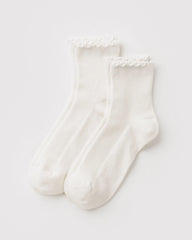 Lettuce Edge Sock Set of 2 White