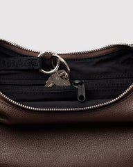 Small Recycled Leather Flat Crescent Brown