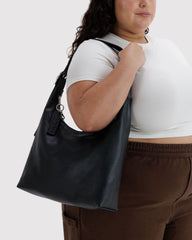 Recycled Leather Shoulder Bag Black