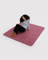 Puffy Picnic Blanket Azalea Pink Tartan