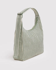 Nylon Shoulder Bag Sage Stripe