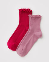 Lettuce Edge Sock Set of 2 Wild Plum & Cherry