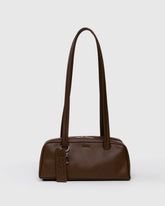Small Recycled Leather Bowler Bag Brown