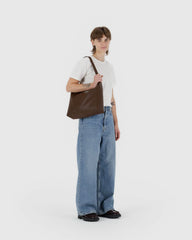 Recycled Leather Shoulder Bag Brown