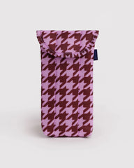 Puffy Glasses Sleeve Pink Houndstooth
