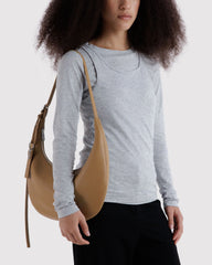 Medium Recycled Leather Flat Crescent Dune