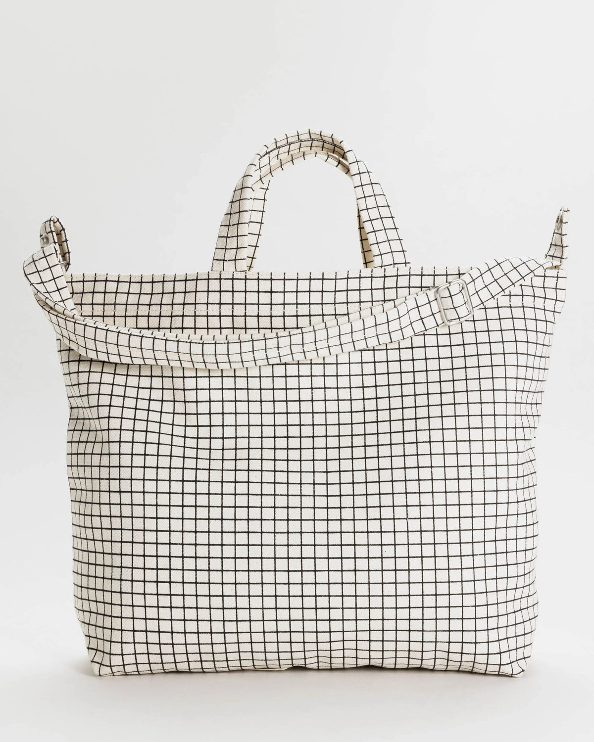 Horizontal Zip Duck Bag Natural Grid