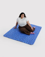 Puffy Picnic Blanket Blue Polka Dot