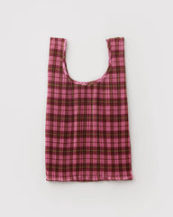 Pleated Baggu Azalea Pink Tartan
