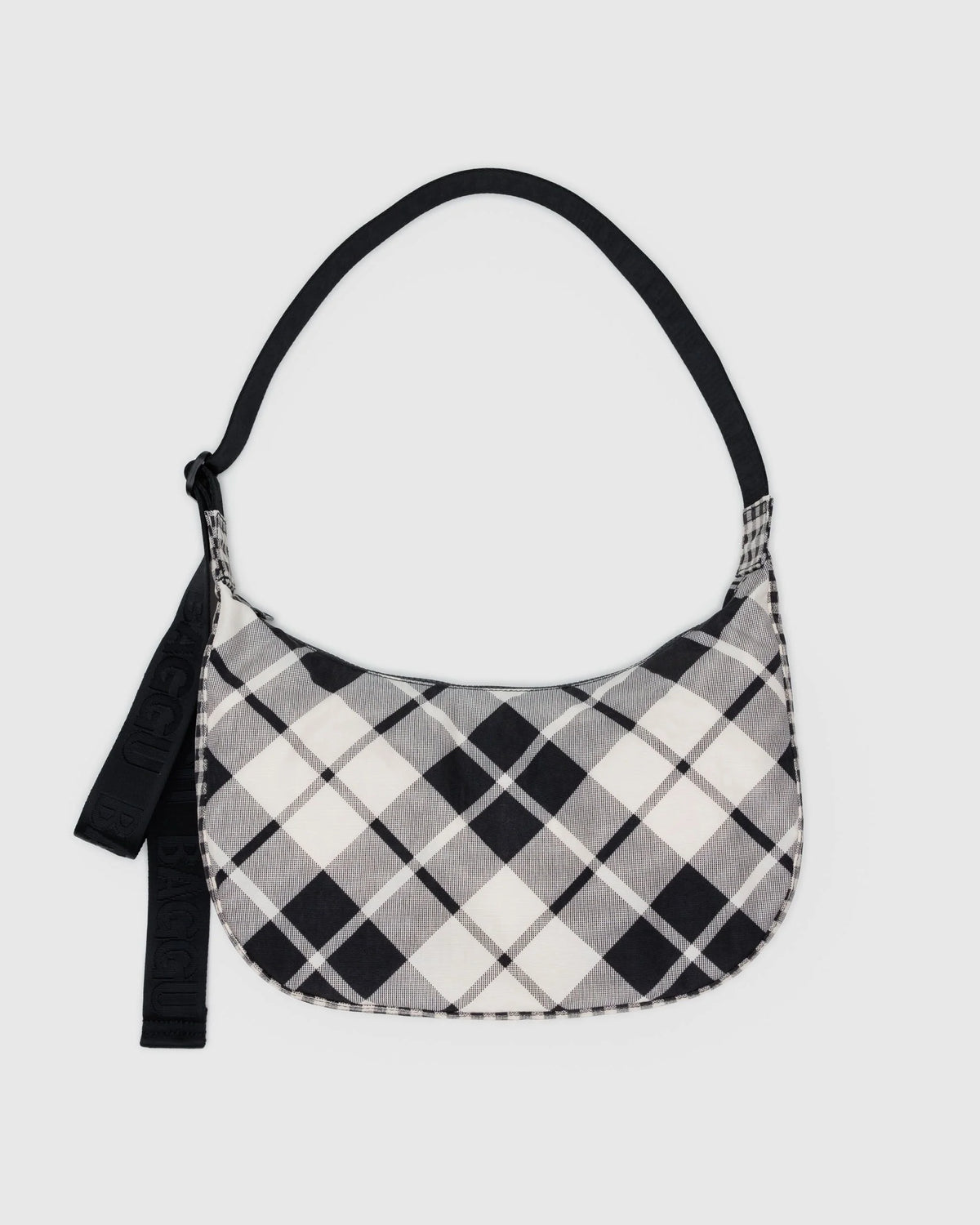 Medium Nylon Crescent Bag Mixed Plaid