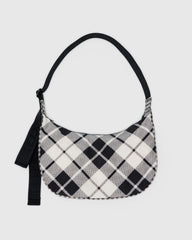 Medium Nylon Crescent Bag Mixed Plaid