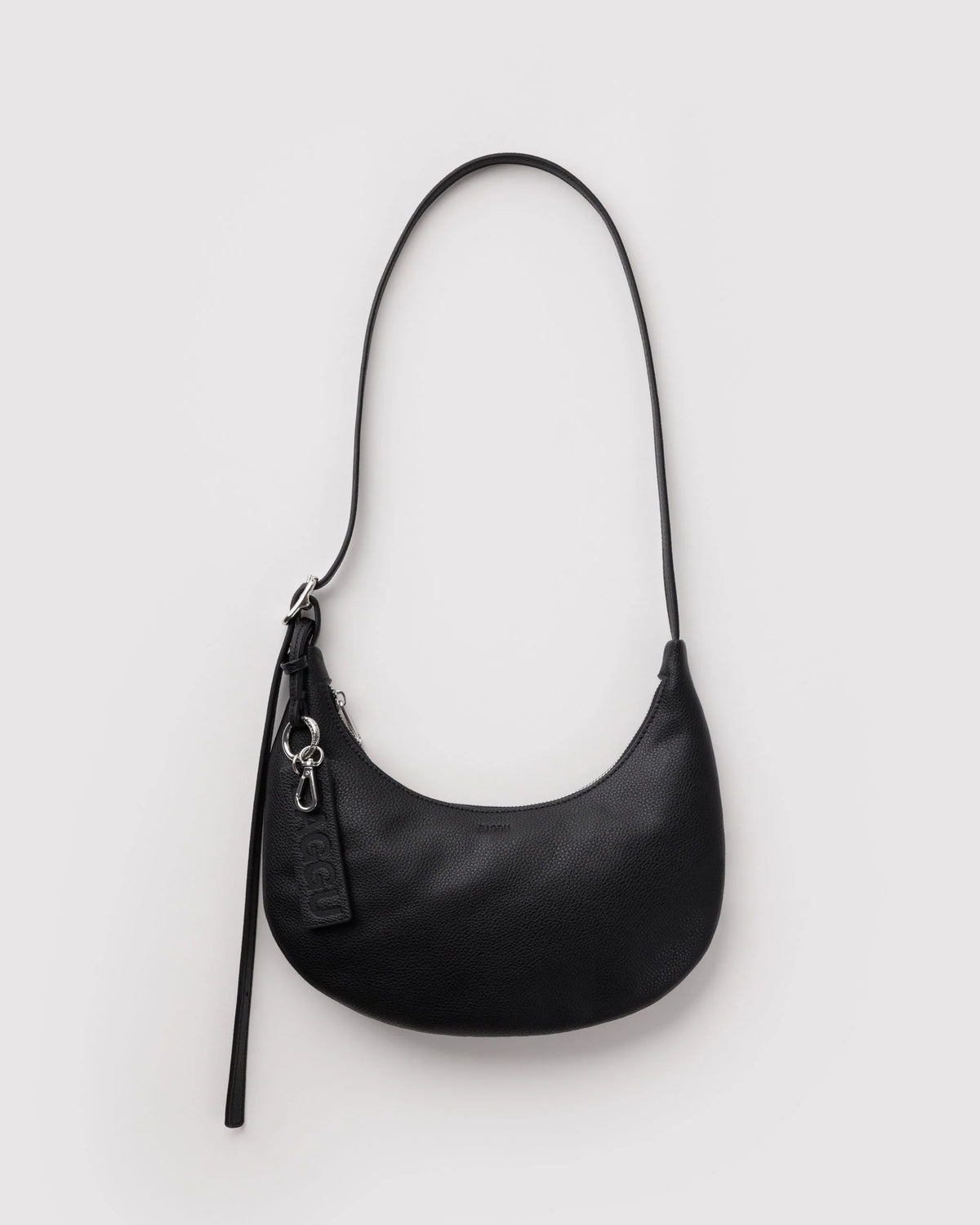 Small Recycled Leather Flat Crescent Black
